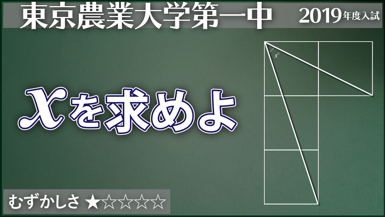 農大第一 正方形を4枚並べて角度を求める ジーニアス 中学受験専門塾